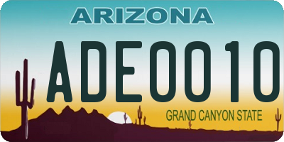 AZ license plate ADE0010