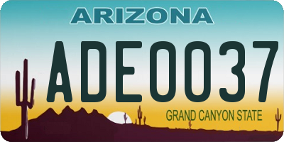 AZ license plate ADE0037
