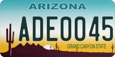 AZ license plate ADE0045