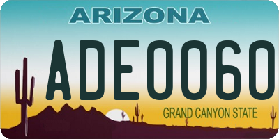 AZ license plate ADE0060