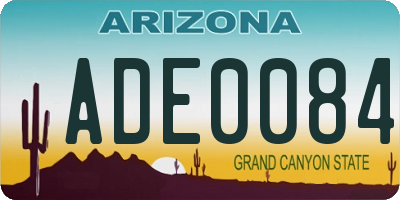 AZ license plate ADE0084