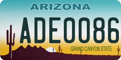 AZ license plate ADE0086