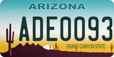 AZ license plate ADE0093