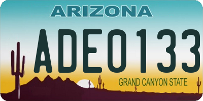 AZ license plate ADE0133