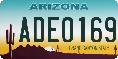 AZ license plate ADE0169