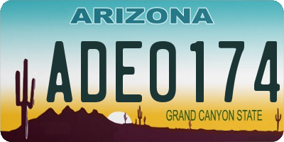 AZ license plate ADE0174