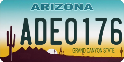 AZ license plate ADE0176