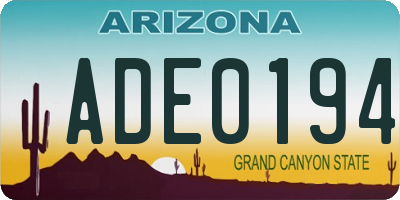 AZ license plate ADE0194