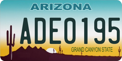 AZ license plate ADE0195