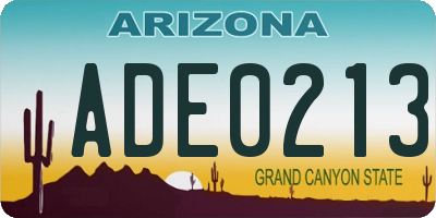AZ license plate ADE0213