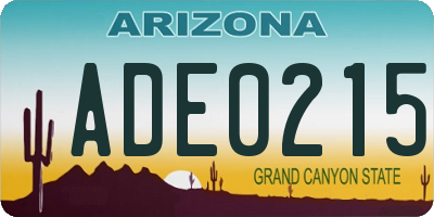 AZ license plate ADE0215