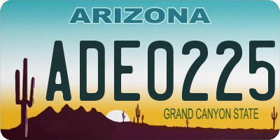 AZ license plate ADE0225