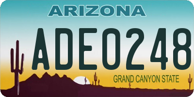 AZ license plate ADE0248