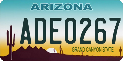 AZ license plate ADE0267