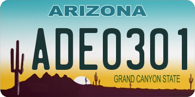 AZ license plate ADE0301