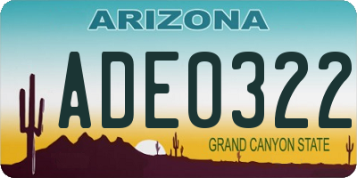 AZ license plate ADE0322