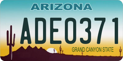 AZ license plate ADE0371