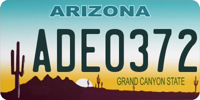 AZ license plate ADE0372