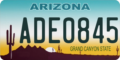 AZ license plate ADE0845