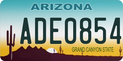 AZ license plate ADE0854