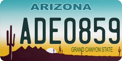 AZ license plate ADE0859