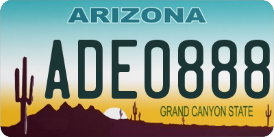 AZ license plate ADE0888