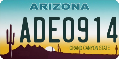 AZ license plate ADE0914