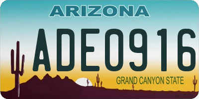 AZ license plate ADE0916