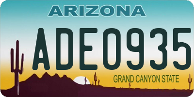 AZ license plate ADE0935