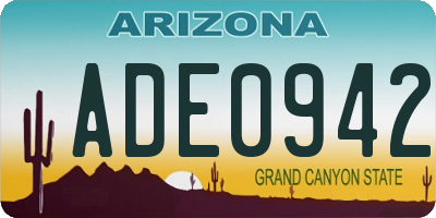 AZ license plate ADE0942