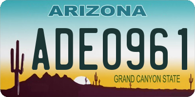 AZ license plate ADE0961