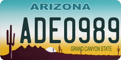 AZ license plate ADE0989