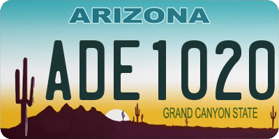 AZ license plate ADE1020