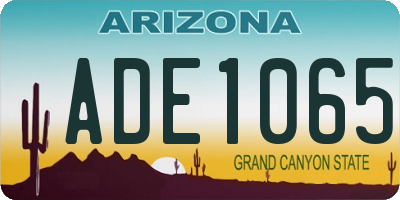 AZ license plate ADE1065