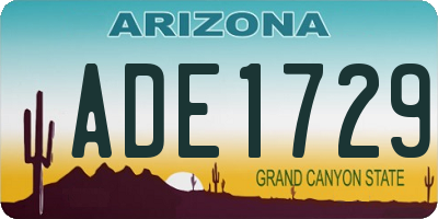 AZ license plate ADE1729