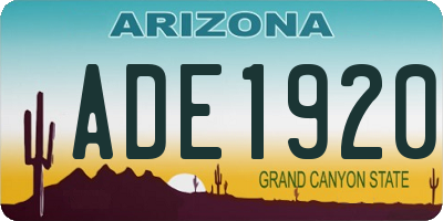AZ license plate ADE1920