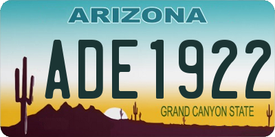 AZ license plate ADE1922