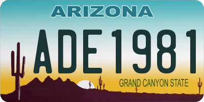 AZ license plate ADE1981