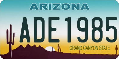 AZ license plate ADE1985