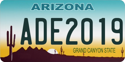 AZ license plate ADE2019