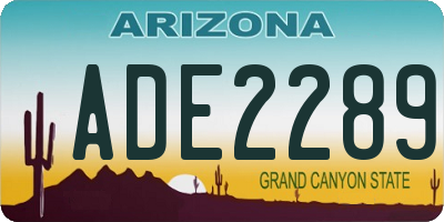 AZ license plate ADE2289