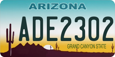 AZ license plate ADE2302