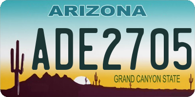 AZ license plate ADE2705