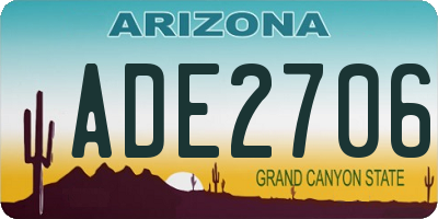 AZ license plate ADE2706