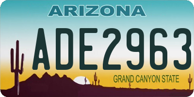 AZ license plate ADE2963