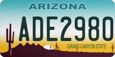 AZ license plate ADE2980