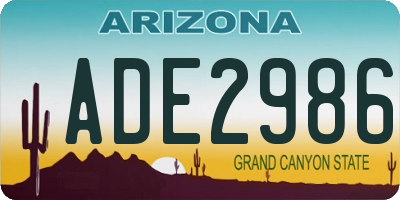 AZ license plate ADE2986