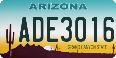 AZ license plate ADE3016