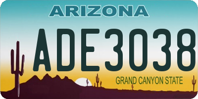 AZ license plate ADE3038
