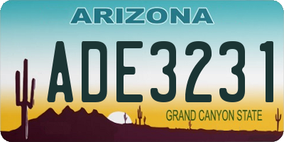 AZ license plate ADE3231
